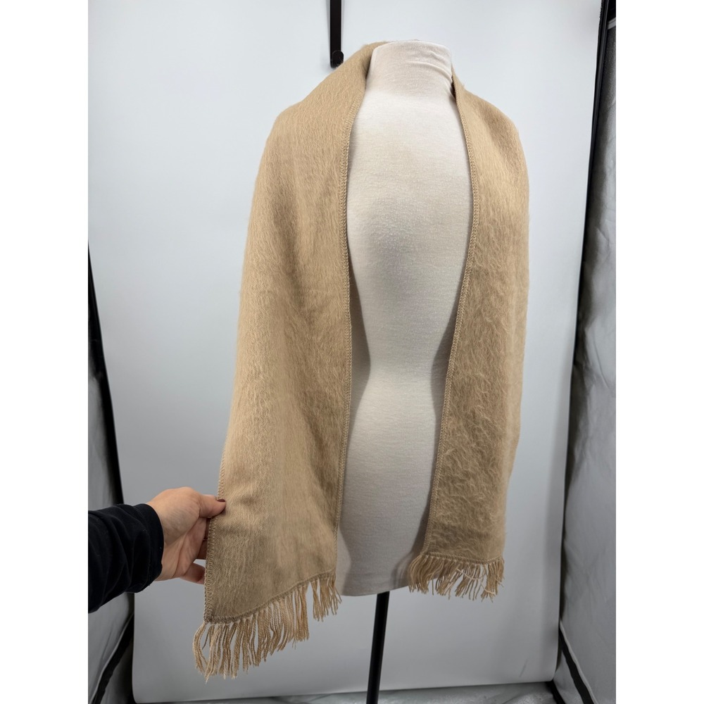 Artesania Textil Ccahuantico Alpaca Scarf Women OS Tan Fringe Peru Wrap